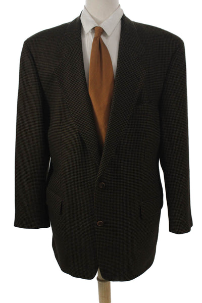 Boss Hugo Boss Mens Wool Brown Polka Dot Button Blazer Size 46