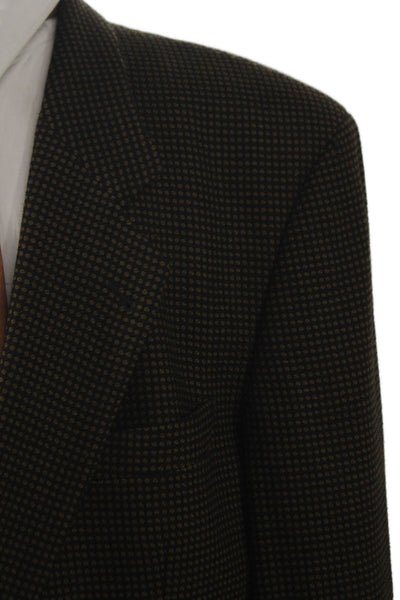 Boss Hugo Boss Mens Wool Brown Polka Dot Button Blazer Size 46