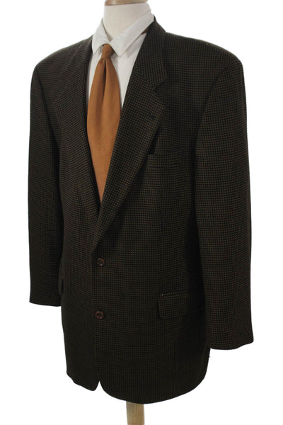 Boss Hugo Boss Mens Wool Brown Polka Dot Button Blazer Size 46