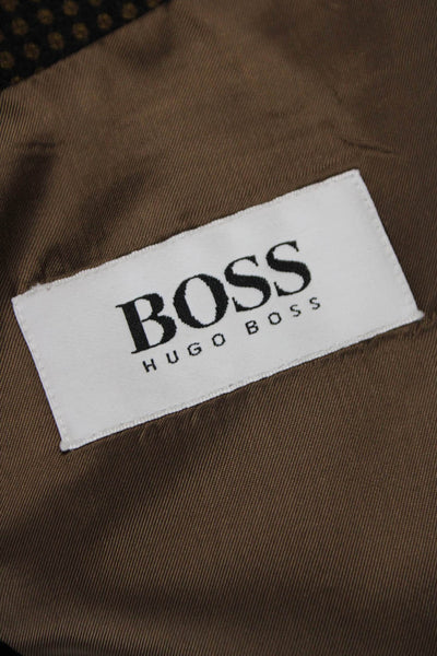 Boss Hugo Boss Mens Wool Brown Polka Dot Button Blazer Size 46