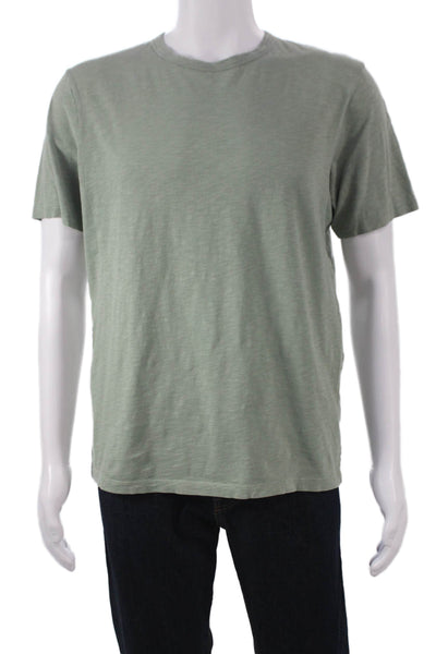 Theory Mens Solid Green Cotton Crew Neck Short Sleeve T-Shirt Size M