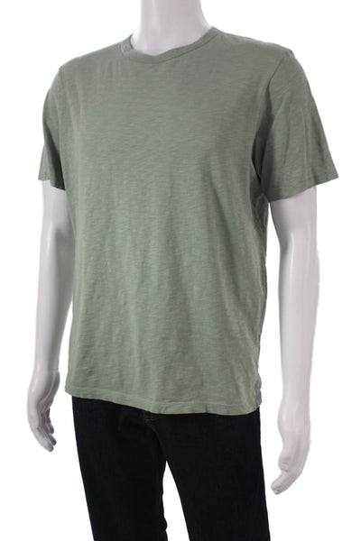 Theory Mens Solid Green Cotton Crew Neck Short Sleeve T-Shirt Size M
