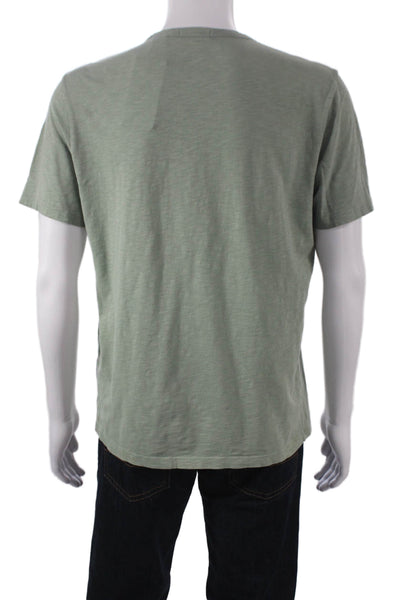 Theory Mens Solid Green Cotton Crew Neck Short Sleeve T-Shirt Size M