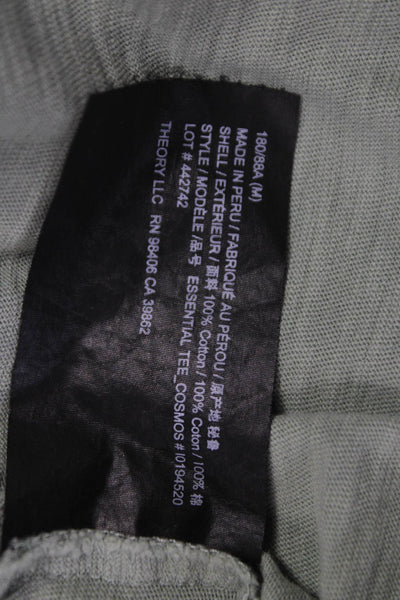Theory Mens Solid Green Cotton Crew Neck Short Sleeve T-Shirt Size M