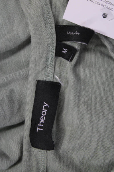 Theory Mens Solid Green Cotton Crew Neck Short Sleeve T-Shirt Size M