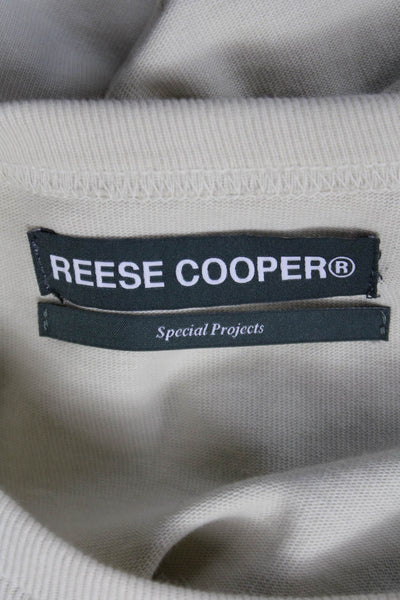 Reese Cooper Unisex T-Shirt Beige Cotton Graphic Crew Short Sleeve Size M