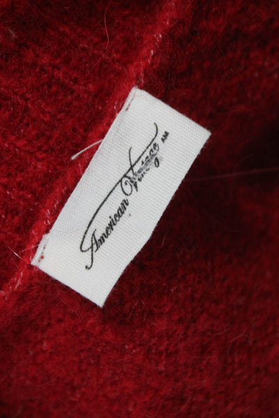 American Vintage Women Tunic Sweater Red V Neck Acrylic Long Sleeve Size One