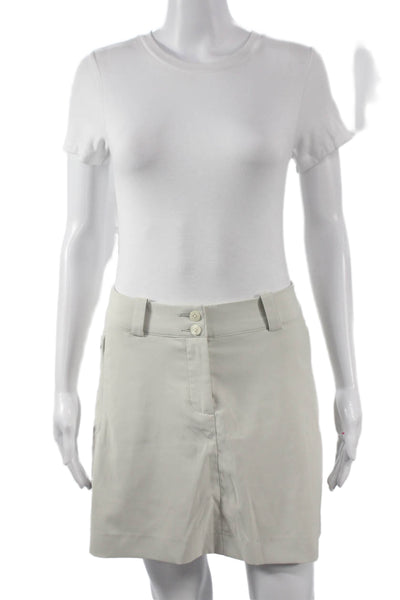 Nike Golf Womens Athletic Mini Skirt Beige Polyester Button Closure Size 2