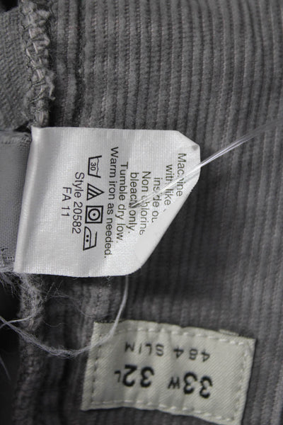 J Crew Mens Chino Pants Gray Cotton Button Closure Size 33
