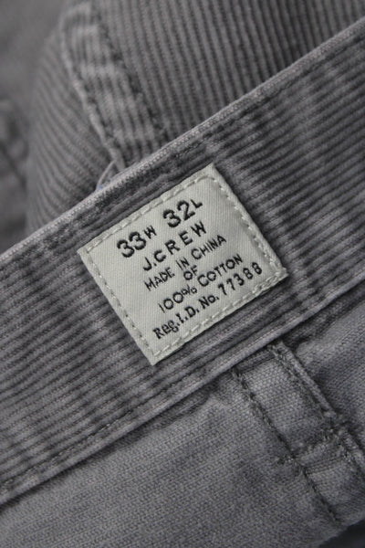 J Crew Mens Chino Pants Gray Cotton Button Closure Size 33