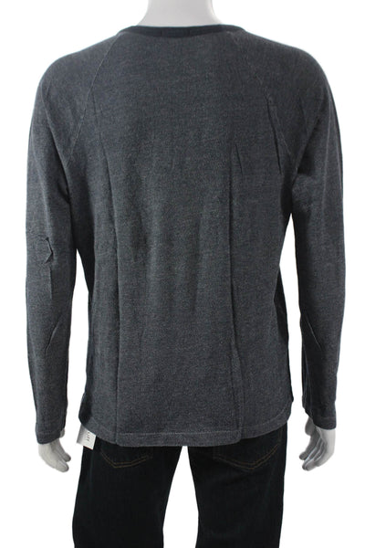 Theory Mens Henley T-Shirt Gray Cotton Long Sleeve Size L