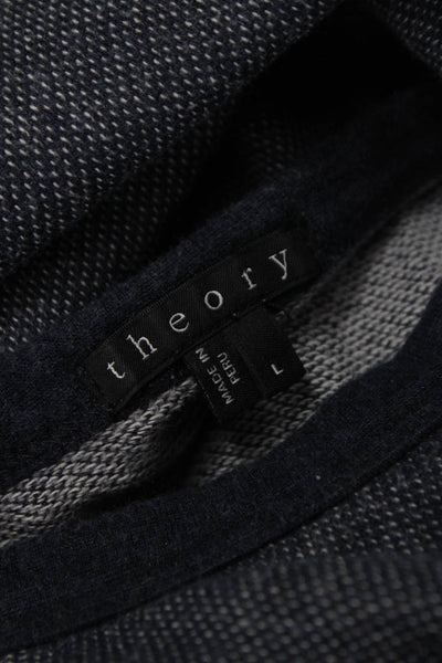 Theory Mens Henley T-Shirt Gray Cotton Long Sleeve Size L