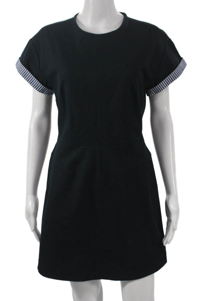 Derek Lam 10 Crosby Women Shift Dress Black Cotton Short Sleeve Size 4