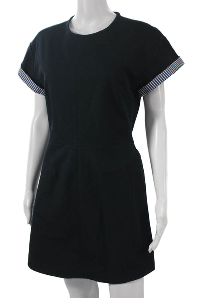 Derek Lam 10 Crosby Women Shift Dress Black Cotton Short Sleeve Size 4