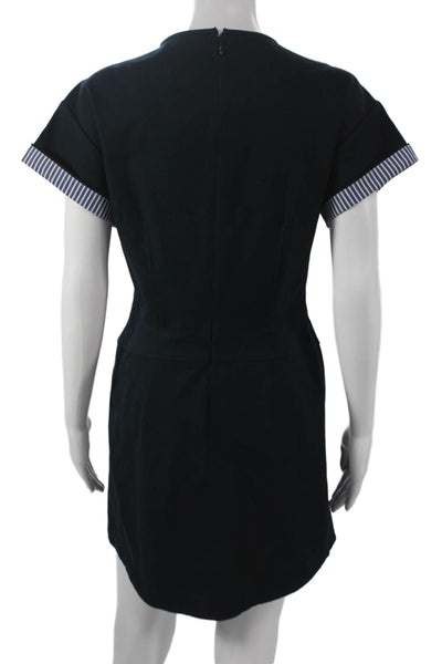 Derek Lam 10 Crosby Women Shift Dress Black Cotton Short Sleeve Size 4
