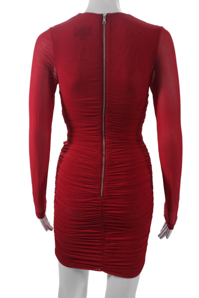 Bardot Women Bodycon Sweetheart Short Dress Long Sleeve Red Zip Size 2