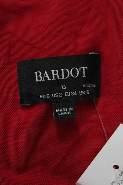 Bardot Women Bodycon Sweetheart Short Dress Long Sleeve Red Zip Size 2