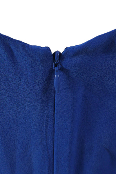 L'Agence Women Silk Sleeveless V-Neck Zip Jumpsuit Blue Size 0