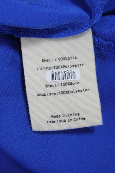 L'Agence Women Silk Sleeveless V-Neck Zip Jumpsuit Blue Size 0