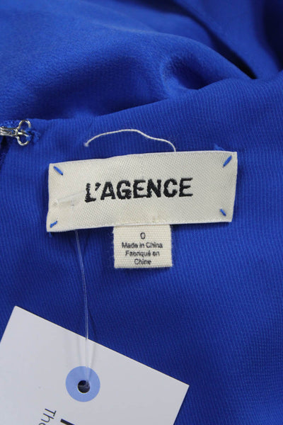 L'Agence Women Silk Sleeveless V-Neck Zip Jumpsuit Blue Size 0