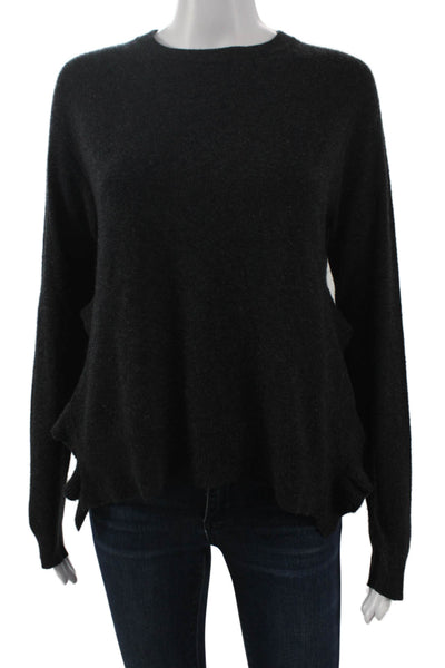 Autumn Cashmere Women Pullover Sweater Crew Neck Gray Long Sleeve Size S