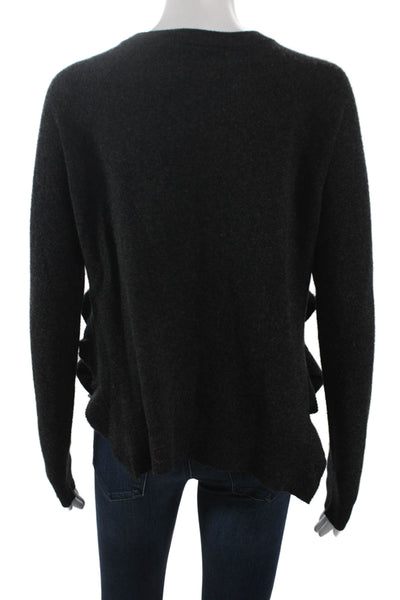Autumn Cashmere Women Pullover Sweater Crew Neck Gray Long Sleeve Size S