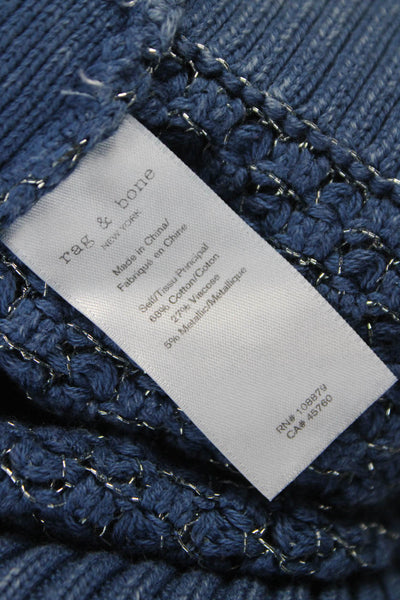 Rag & Bone Womens Blue Cotton Crew Neck Pullover Sweater Size XS