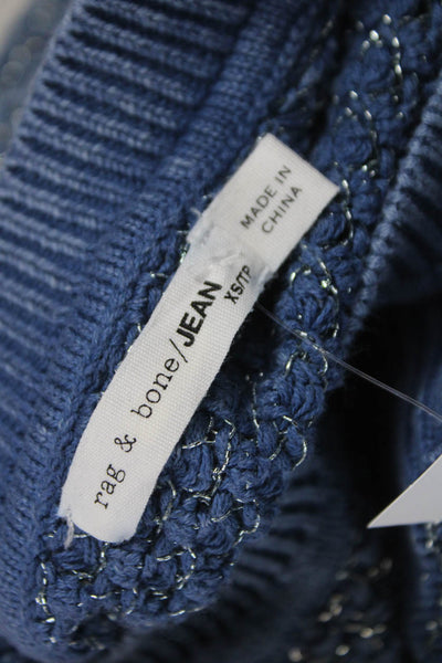 Rag & Bone Womens Blue Cotton Crew Neck Pullover Sweater Size XS