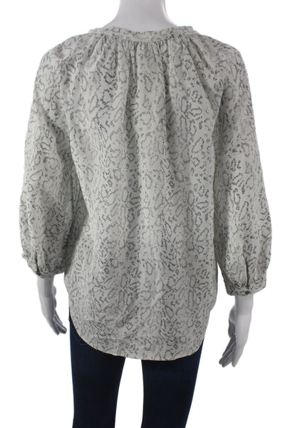 Joie Womens Silk Animal Print Round Neck Button 3/4 Sleeve Blouse Size XS