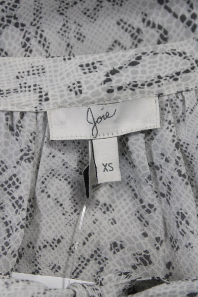 Joie Womens Silk Animal Print Round Neck Button 3/4 Sleeve Blouse Size XS