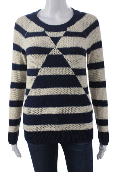 Wallace Womens Blue Striped Cotton Crewneck Longsleeve Pullover Size XS