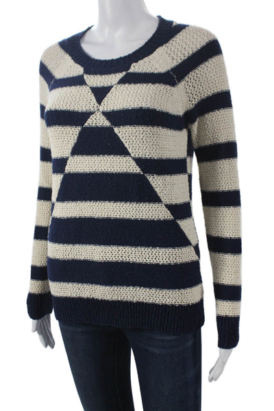 Wallace Womens Blue Striped Cotton Crewneck Longsleeve Pullover Size XS