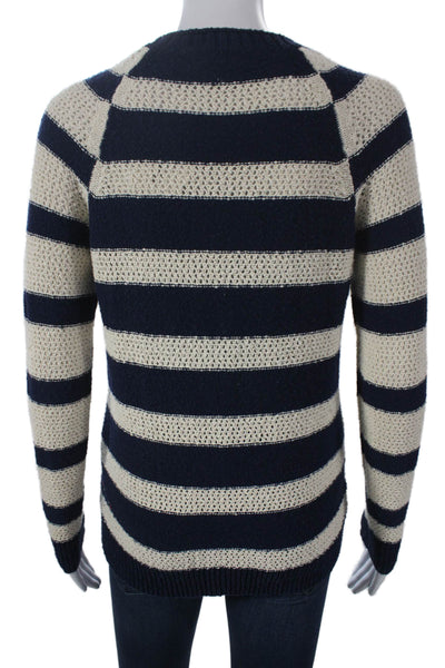 Wallace Womens Blue Striped Cotton Crewneck Longsleeve Pullover Size XS