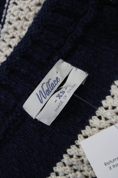 Wallace Womens Blue Striped Cotton Crewneck Longsleeve Pullover Size XS