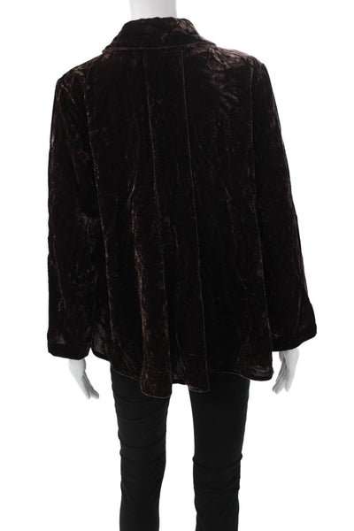 Habitat Womens Basic Button-Up Brown Collared Long Sleeve Viscose Nylon Size S
