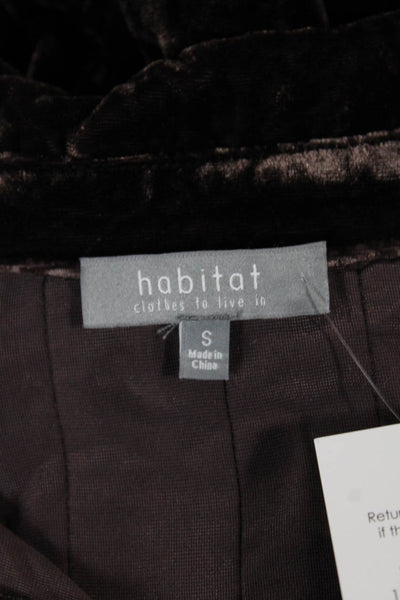 Habitat Womens Basic Button-Up Brown Collared Long Sleeve Viscose Nylon Size S