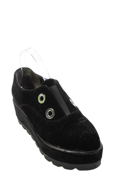 Donna Karan New York Womens Velvet Grommet Platform Shoes Black Size 6