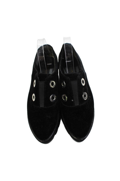 Donna Karan New York Womens Velvet Grommet Platform Shoes Black Size 6