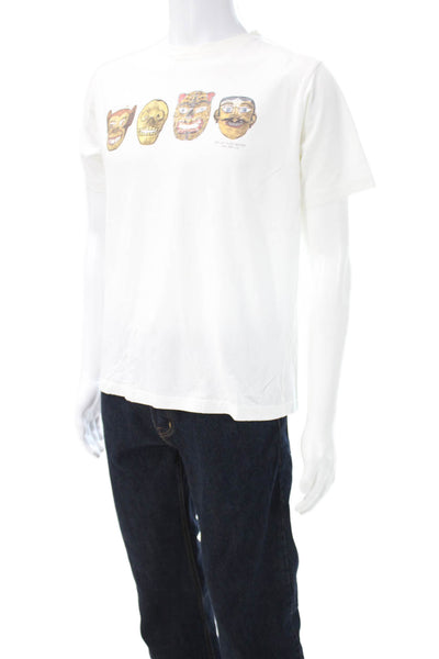 Paul Smith Mens White Cotton Crew Neck Graphic Art T-Shirt Short Sleeve Size L