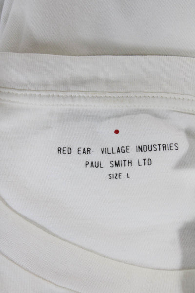 Paul Smith Mens White Cotton Crew Neck Graphic Art T-Shirt Short Sleeve Size L