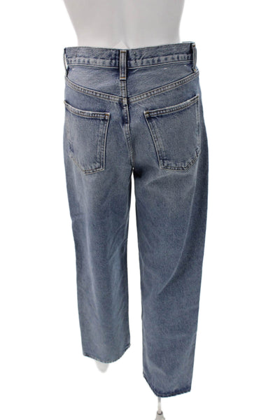 Agolde Womens Straight Jeans Blue High Rise Button 29in Size 24