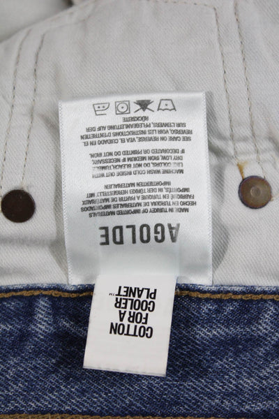 Agolde Womens Straight Jeans Blue High Rise Button 29in Size 24
