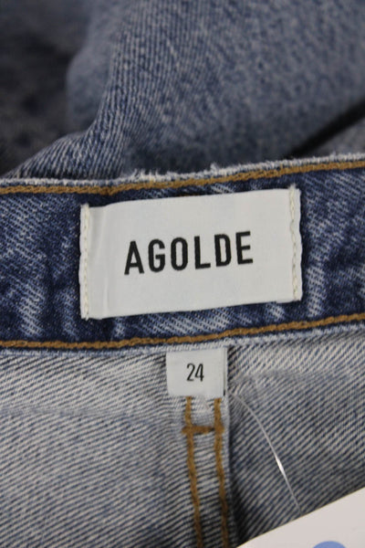 Agolde Womens Straight Jeans Blue High Rise Button 29in Size 24