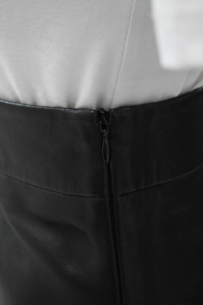 Zeynep Arcay Womens Black Lambskin Mini Skirt Zip Closure Size 2