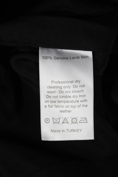 Zeynep Arcay Womens Black Lambskin Mini Skirt Zip Closure Size 2