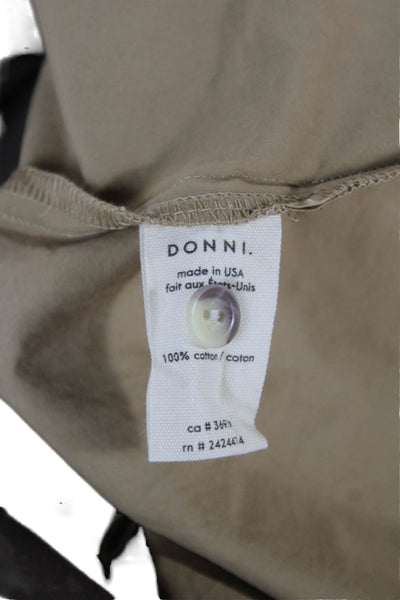 Donni Women Beige Colorblock Cotton Button Up Blouse Long Sleeve Size XS