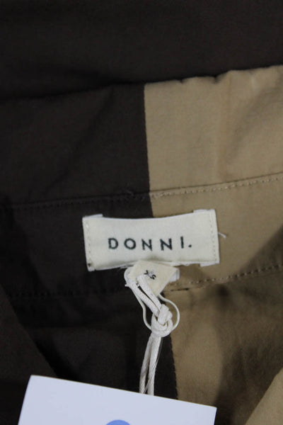 Donni Women Beige Colorblock Cotton Button Up Blouse Long Sleeve Size XS