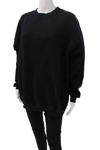 Frankie Shop Women Black Cotton Crew Neck Pullover Long Sleeve Size One Size