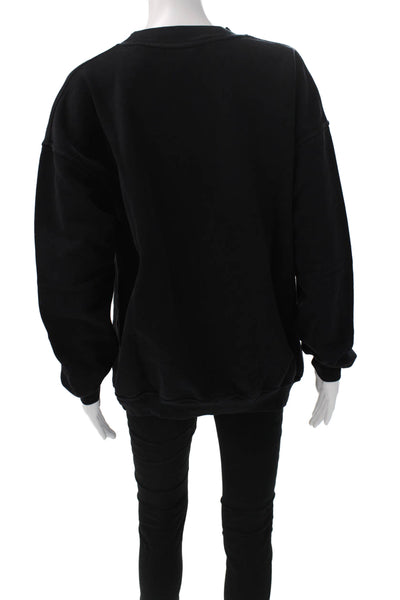 Frankie Shop Women Black Cotton Crew Neck Pullover Long Sleeve Size One Size
