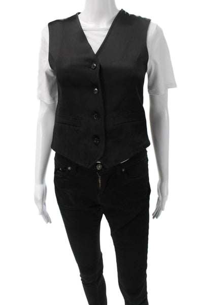 CO Women Basic Jacket Vest Black V-Neck Sleeveless Size XS